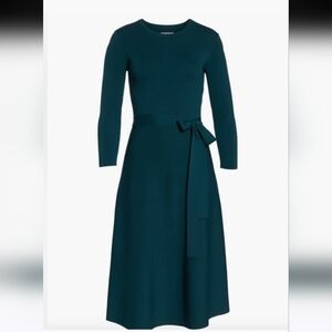 Nordstrom's Eliza J Tie Belt Midi Dress - Spruce Green - MEDIUM